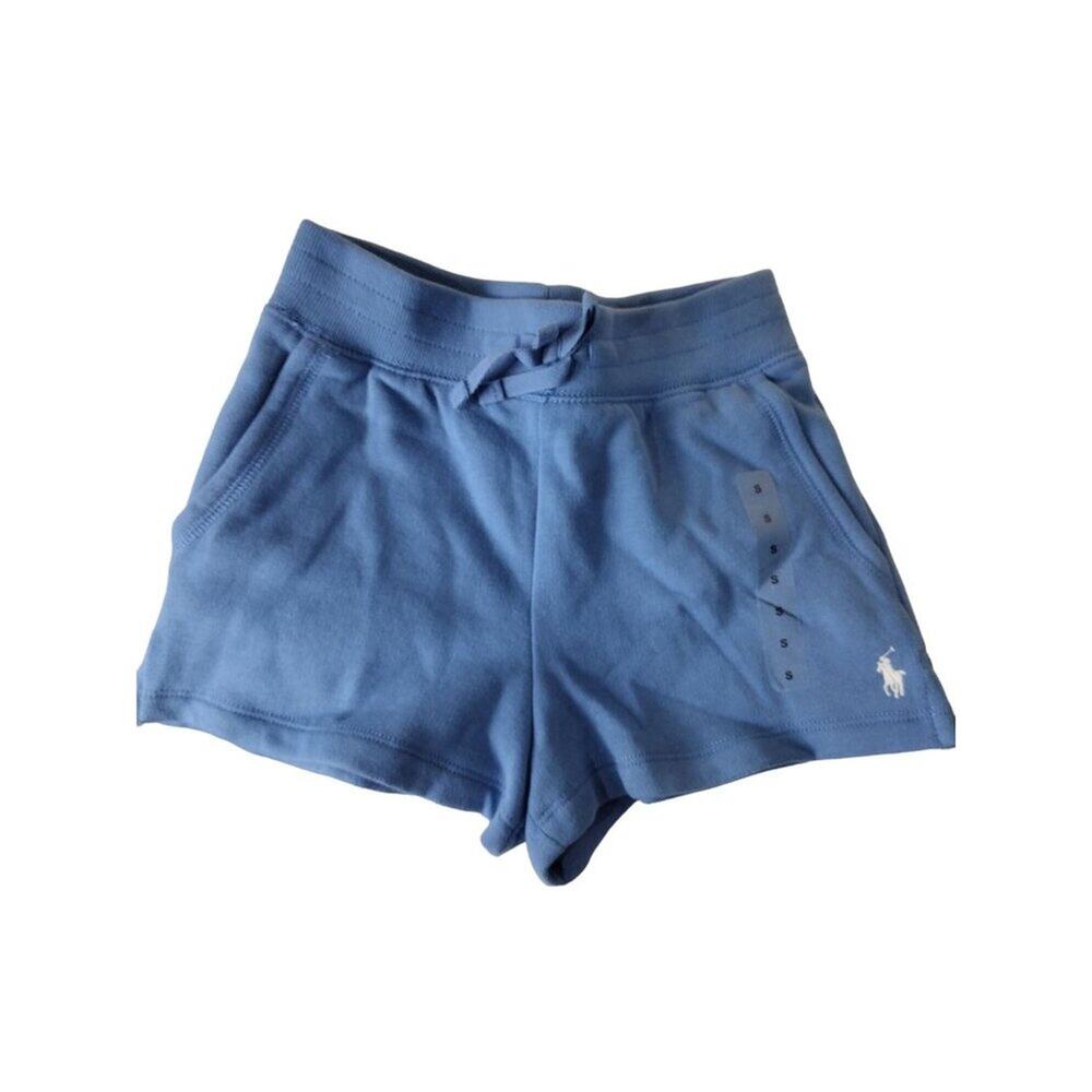 Polo Ralph Lauren Girls Sweat Short size S Blue Fleece Lined Drawstring